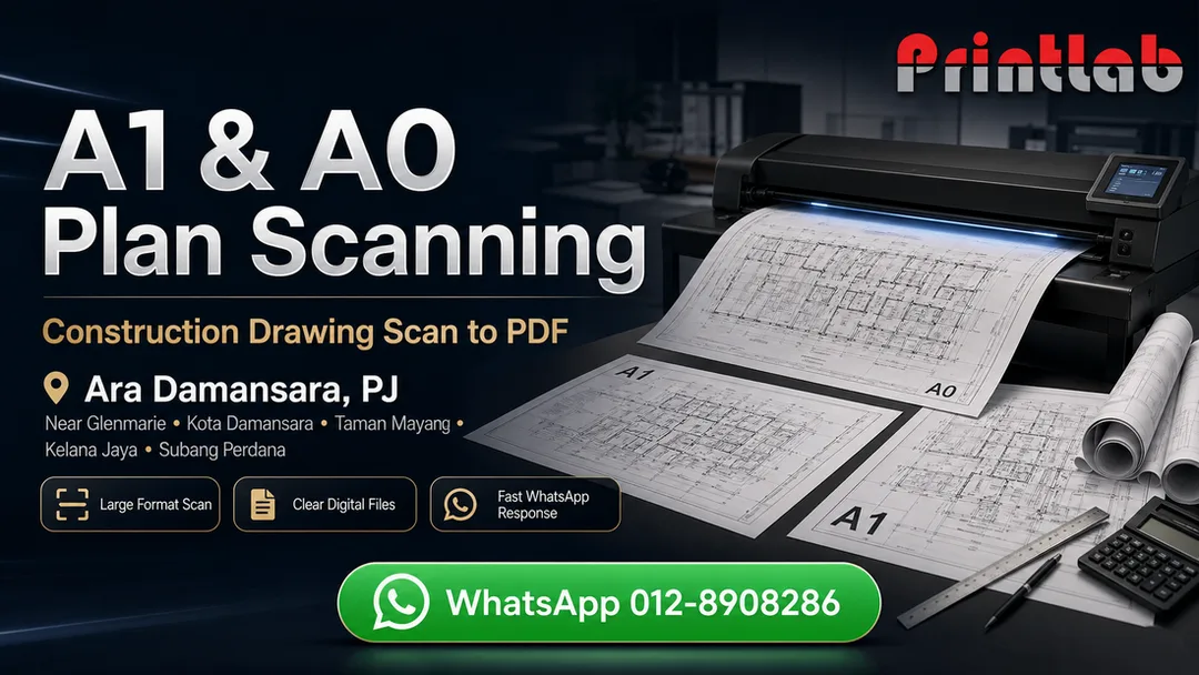 A1 A0 construction drawing scanning service in Ara Damansara PJ by Printlab for architects contractors engineers renovation plans and site drawings near Glenmarie Kota Damansara Kelana Jaya
