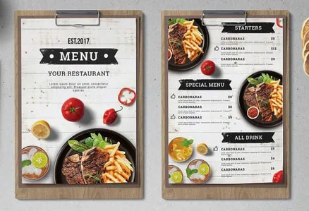 Aesthetic Food Menu