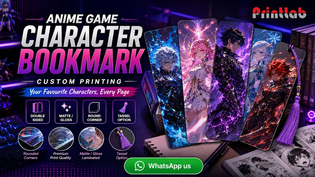 Custom anime game character bookmark printing with double sided full colour and tassel by Printlab KL Bandar Sri Damansara Kuala Lumpur