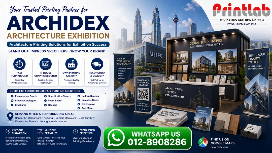 ARCHIDEX architecture exhibition printing Kuala Lumpur by Printlab near MITEC for presentation boards brochures catalogues banners and booth displays