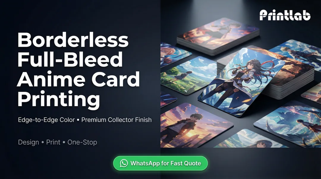 Borderless full-bleed anime card printing in Kuala Lumpur with edge-to-edge color