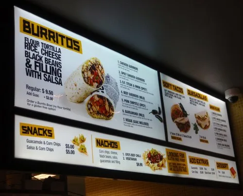 Menu Board Sign Backlit