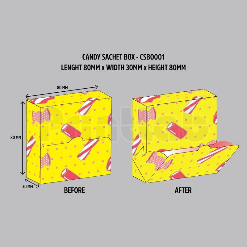 Candy Sachet Box, Flip Out Open Dispenser Box Printing