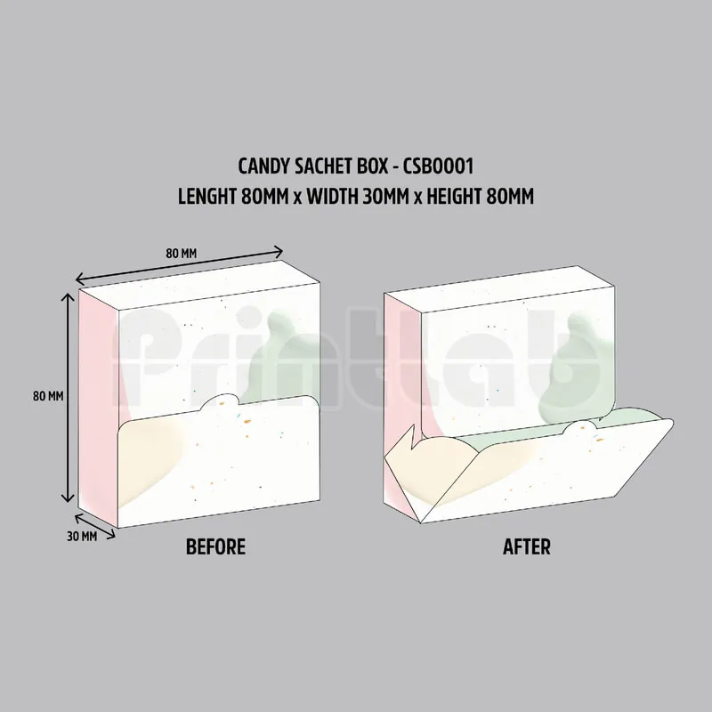 Candy Sachet Box, Flip Out Open Dispenser Box Printing