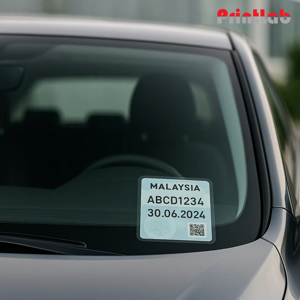 Custom Size Car Roadtax Windshield Sticker Printing Malaysia