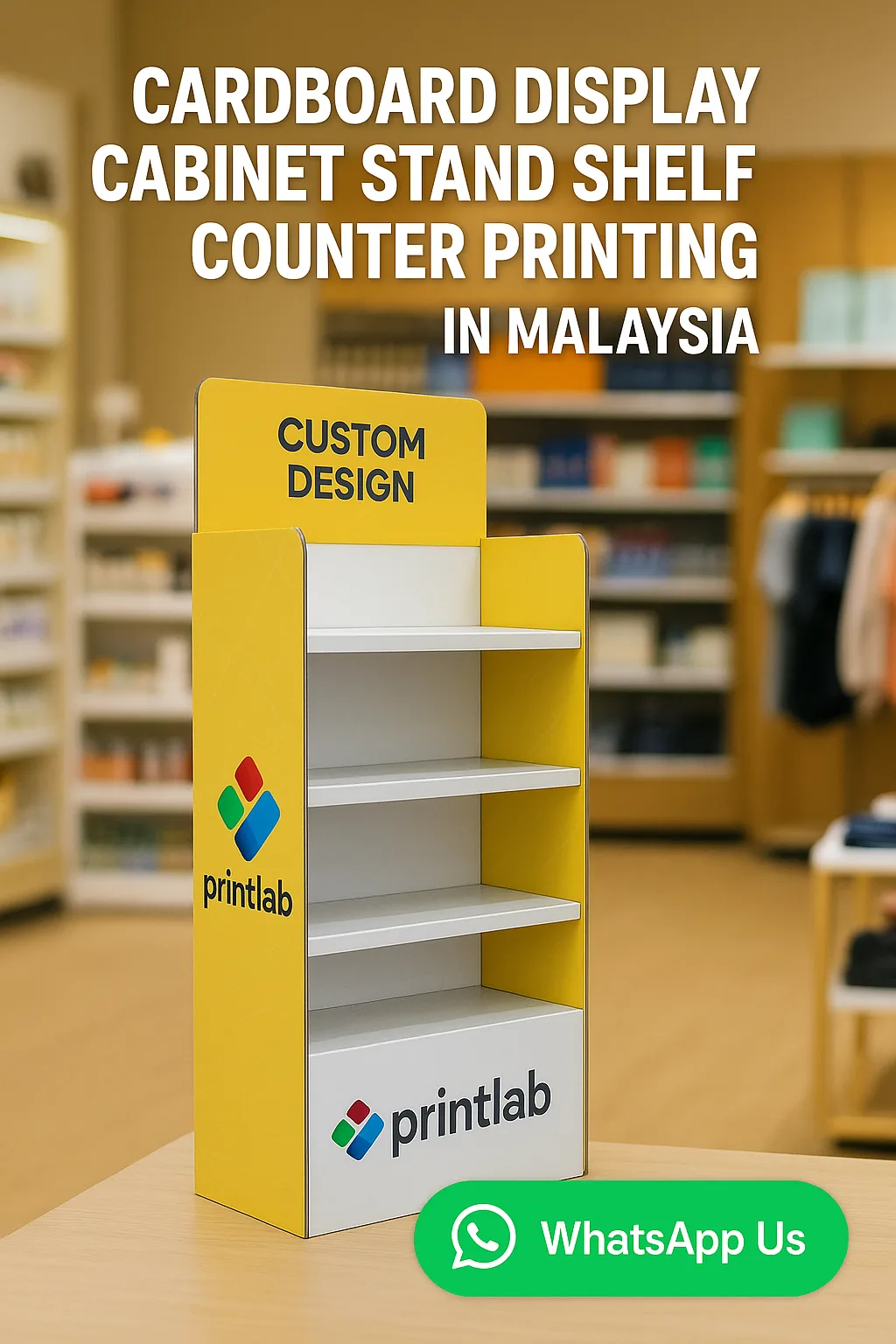 Cardboard Display Cabinet Stand Shelf Counter Printing in Malaysia