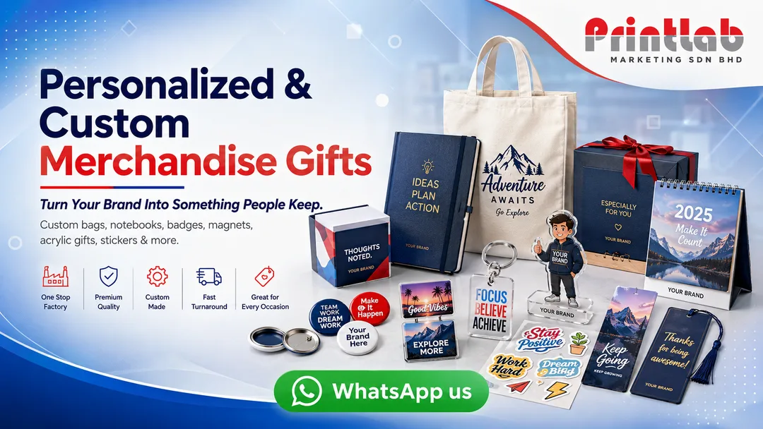Personalized custom merchandise and corporate gift printing by Printlab Kuala Lumpur