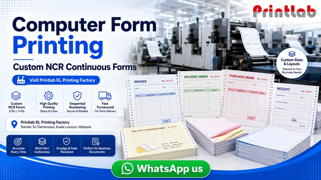 Custom NCR computer form printing at Printlab KL printing factory in Bandar Sri Damansara Kuala Lumpur