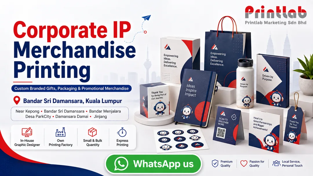 Corporate IP merchandise and branded gift printing at Printlab Bandar Sri Damansara Kuala Lumpur