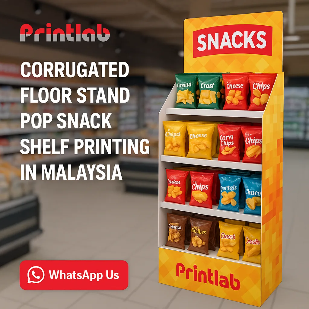Corrugated Floor Stand POP Snack Shelf Printing in Malaysia