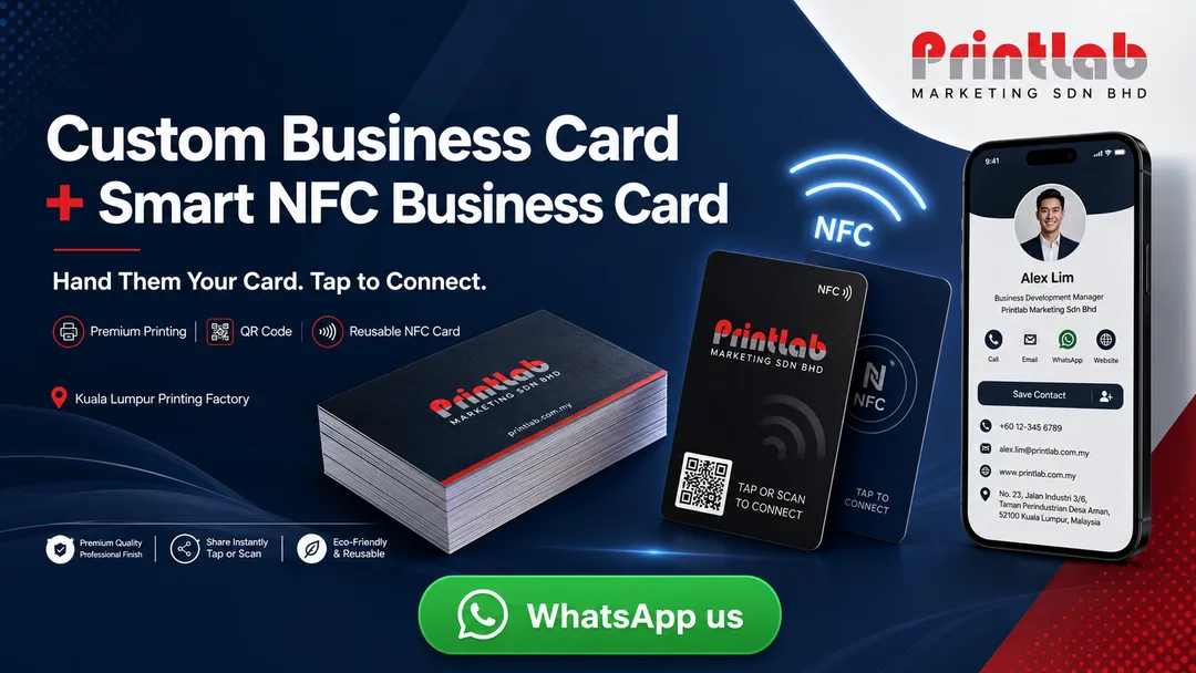 Custom printed business cards and Smart NFC Business Card package by Printlab Kuala Lumpur