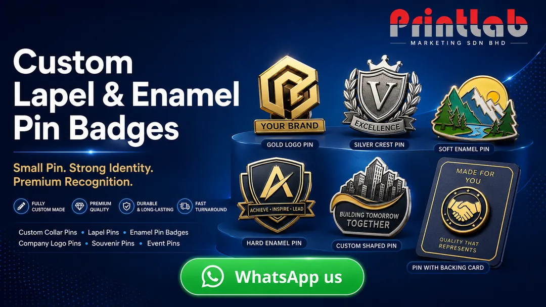 Custom collar pins, lapel pins and enamel pin badges with company logo by Printlab Kuala Lumpur