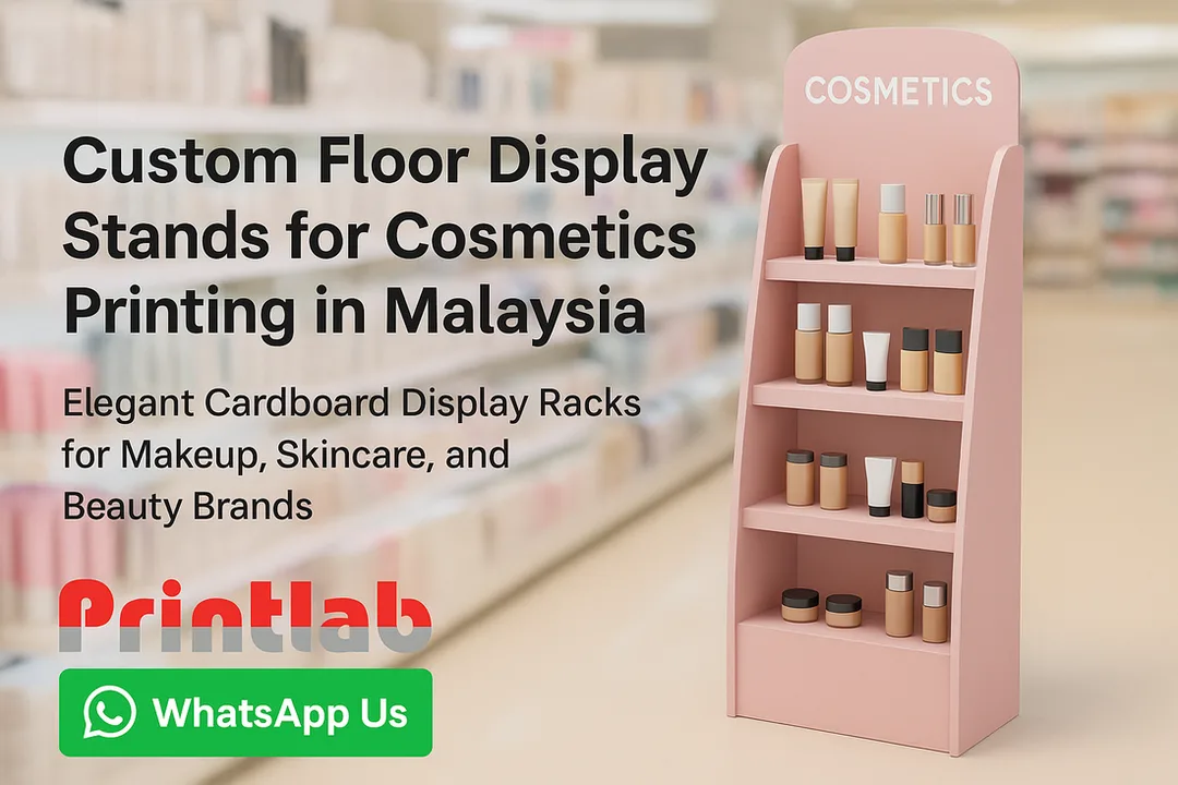 Custom Floor Display Stands for Cosmetics Printing in Malaysia