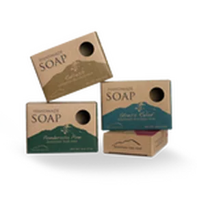 Printed kotak sabun with ingredients, QR code, and branding for professional soap packaging