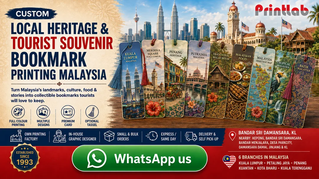 Custom Local Heritage and Tourist Souvenir Bookmark Printing Malaysia by Printlab KL