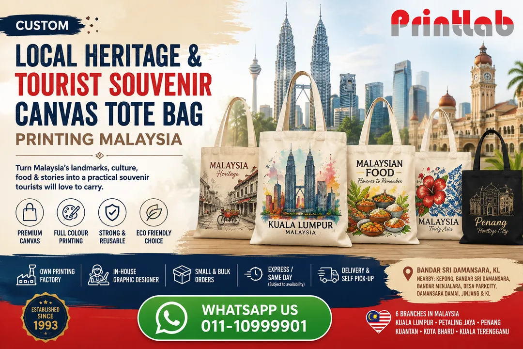 Custom Local Heritage and Tourist Souvenir Canvas Tote Bag Printing Malaysia by Printlab KL PJ