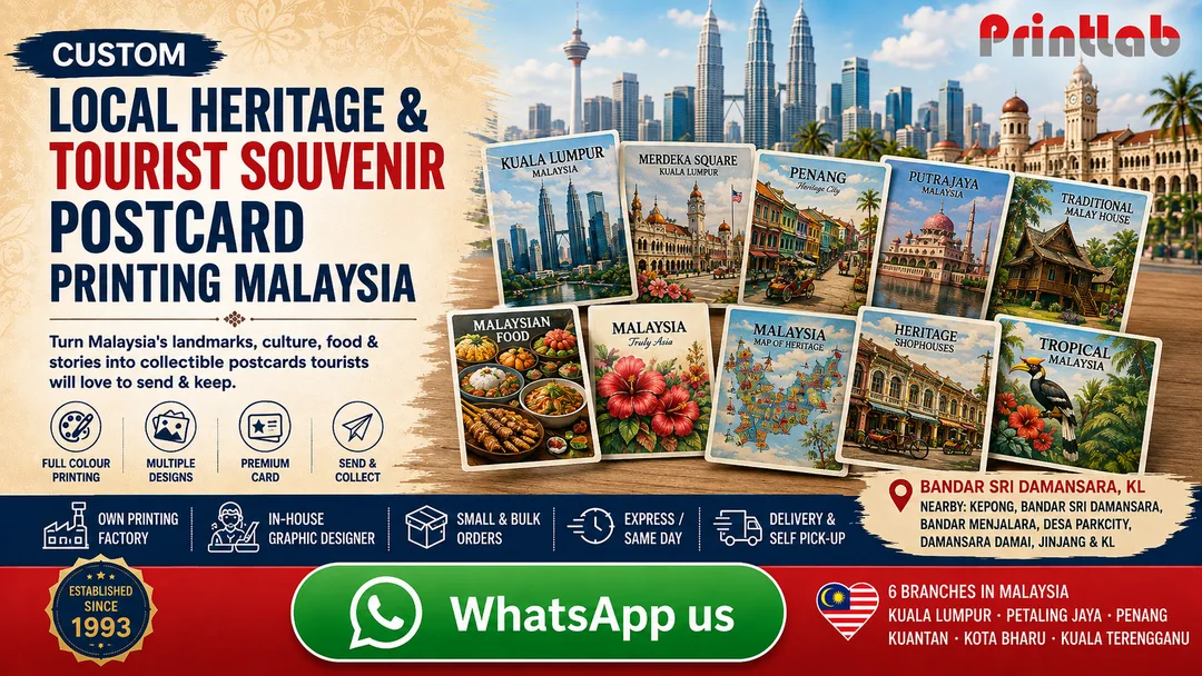 Custom Local Heritage and Tourist Souvenir Postcard Printing Malaysia by Printlab KL