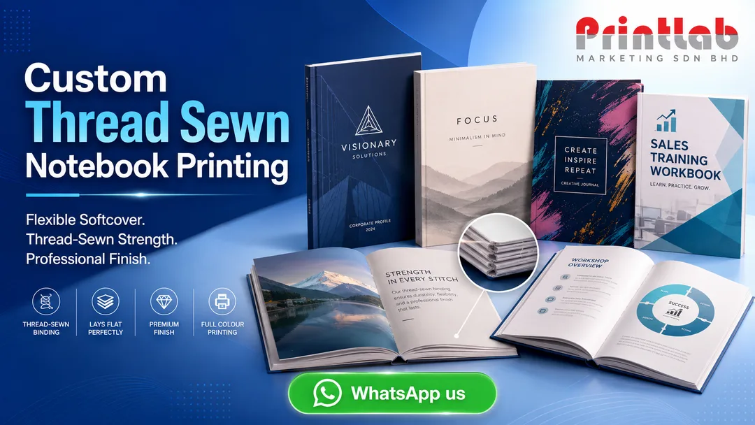 Premium section sewn hard cover books with custom cover finishing and printed endpapers in KL PJ