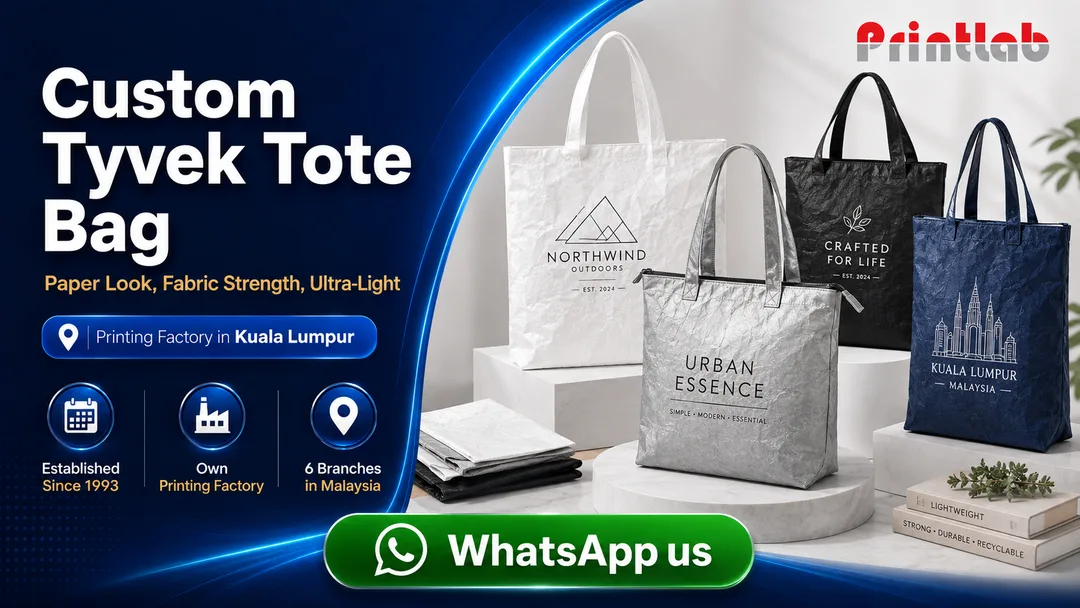 Custom printed Tyvek tote bags with company logo by Printlab Kuala Lumpur KL PJ