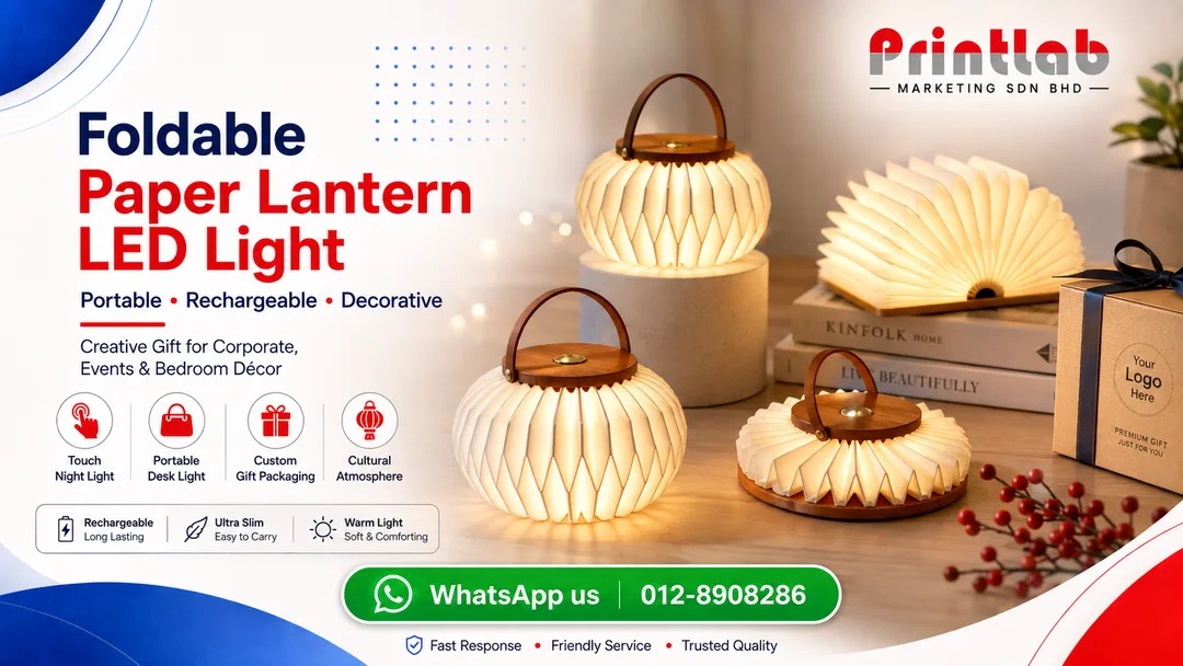 Custom foldable paper lantern rechargeable LED light printing at Printlab Bandar Sri Damansara Kuala Lumpur
