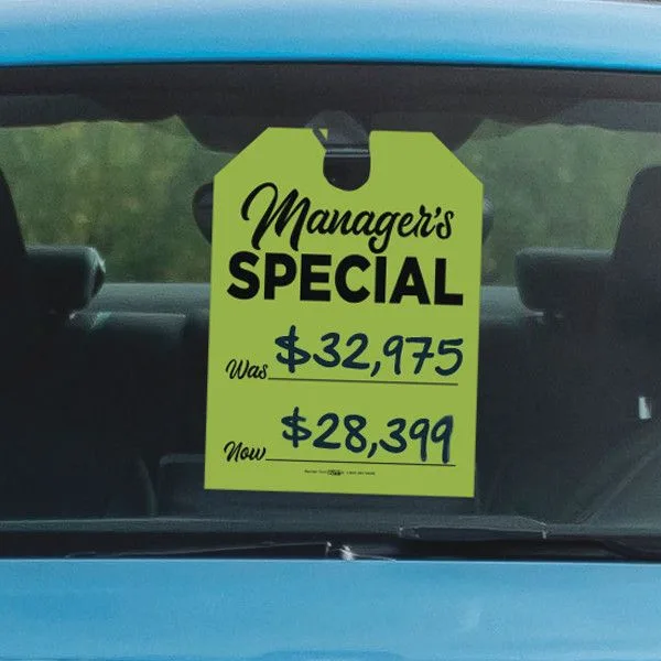 Door Hanger Signs Tags Labels, Car Mirror Hang Tag Custom Shape Size
