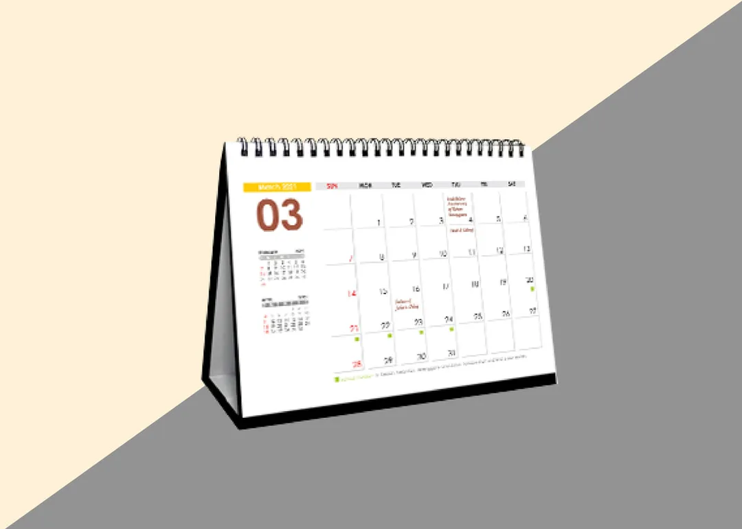 Hard Stand Desk Calendar Content