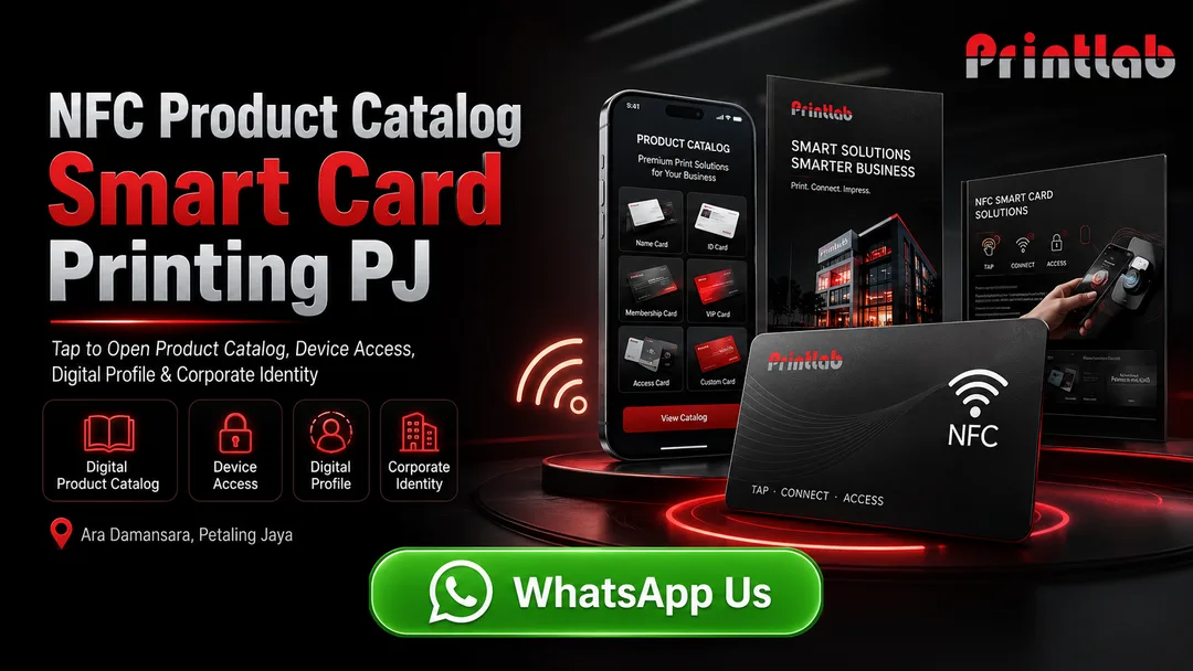 NFC product catalog smart card printing for digital catalog device access digital profile and corporate identity at Printlab Ara Damansara PJ KL