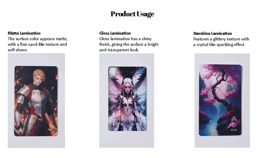 Anime trading cards printed by offset method for consistent mass production quality