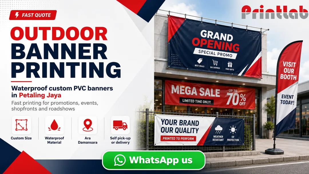 Waterproof custom outdoor banner printing in Petaling Jaya by Printlab Ara Damansara