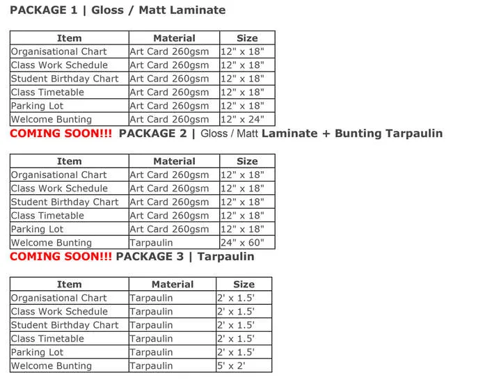 Class Decoration Package