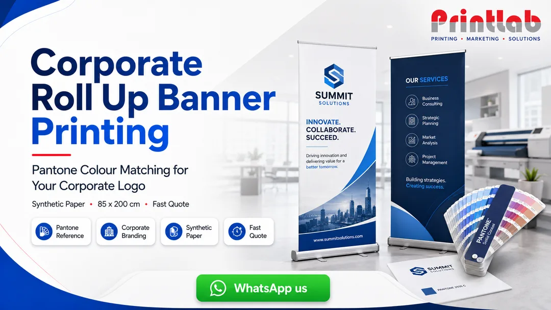Pantone referenced corporate logo roll up banner printing at Printlab Bandar Sri Damansara Kuala Lumpur