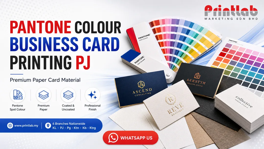 Pantone colour premium paper business card printing at Printlab Ara Damansara Petaling Jaya Kuala Lumpur