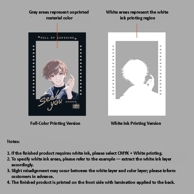 Custom PET clear anime cards printed with white ink for vibrant colors