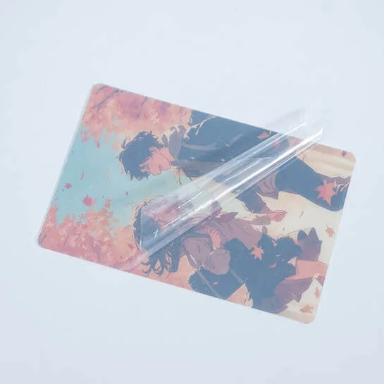 Transparent anime collectible cards printed on durable PET material