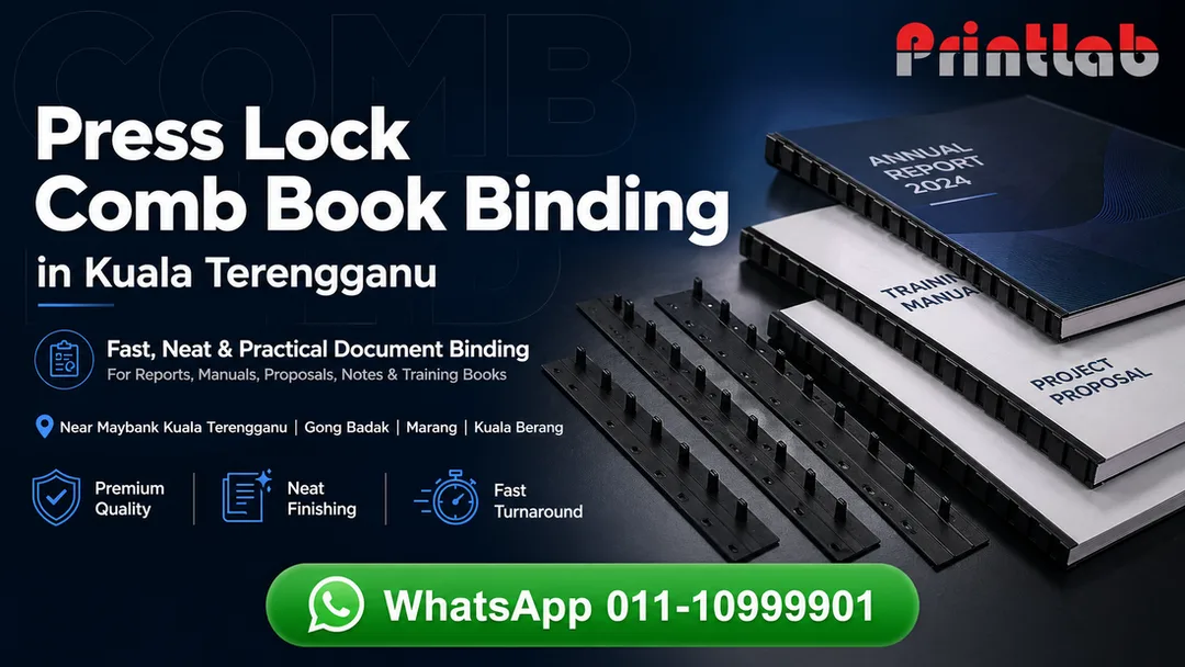 Press Lock Comb Book Binding service at Printlab Kuala Terengganu