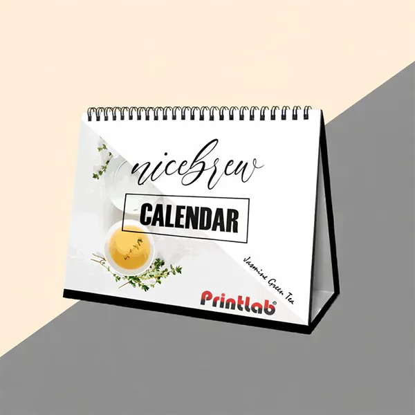 Custom desk calendar printing Malaysia by Printlab, premium table calendar design for corporate and office use