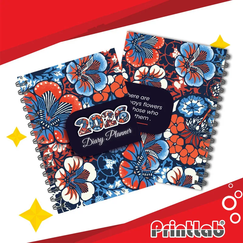 Diary planner custom printing Malaysia by Printlab, spiral notebook design for corporate, office and school use