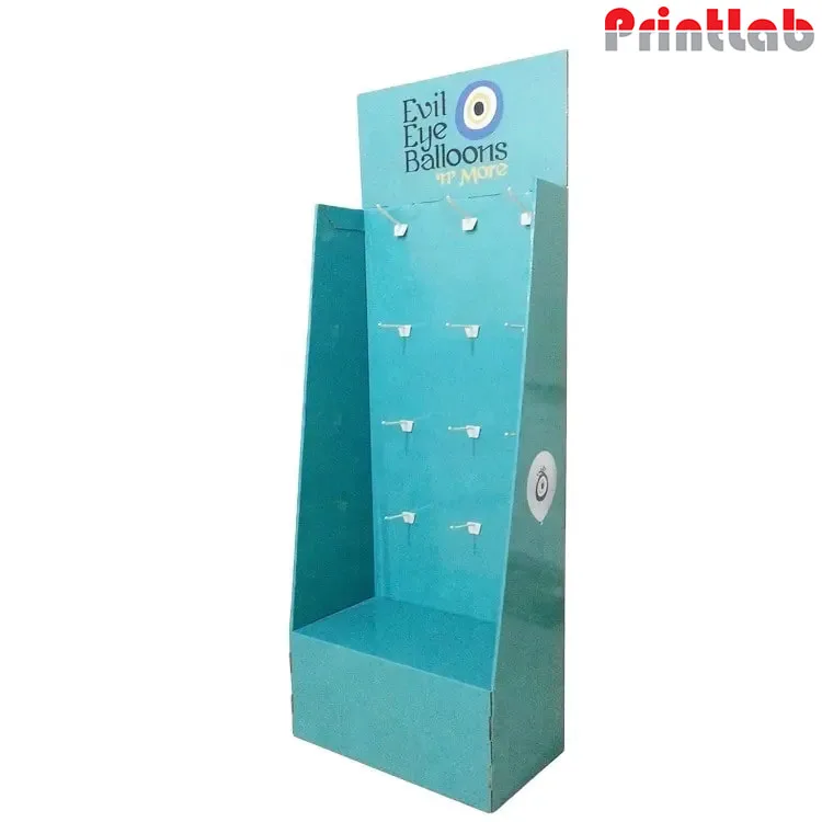 Custom Cardboard Floor Display Stand with Hooks Printing in Malaysia