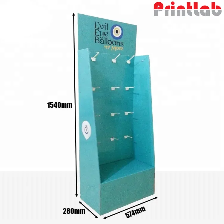Custom Cardboard Floor Display Stand with Hooks Printing in Malaysia