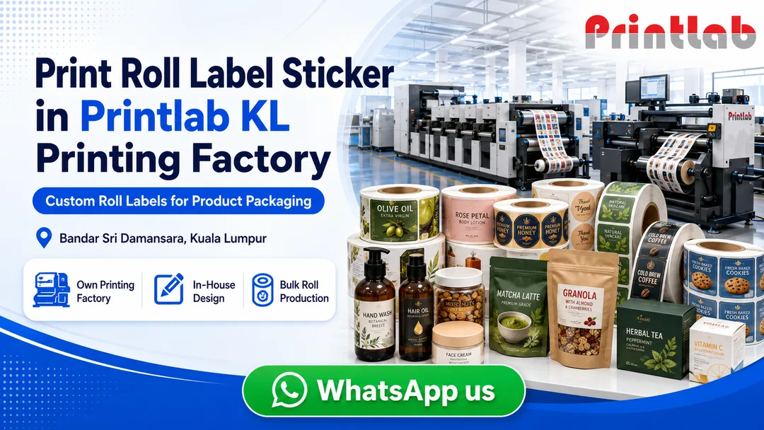 Custom roll label sticker printing at Printlab KL printing factory in Bandar Sri Damansara Kuala Lumpur