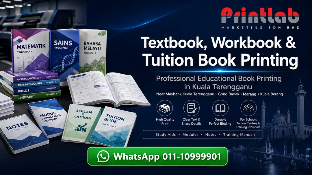Textbook workbook study aids tuition book printing at Printlab Kuala Terengganu