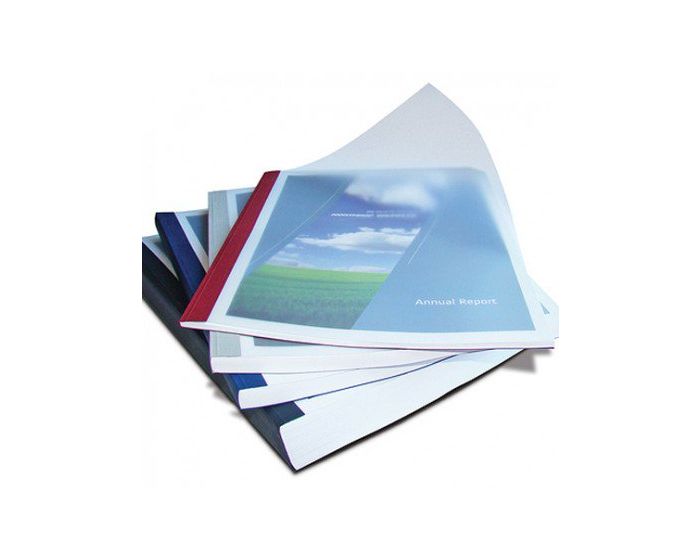 Professional perfect glue binding report book with clear transparent plastic PVC cover printing in KL Printlab