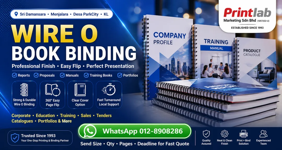 Wire O book binding service in Sri Damansara Kuala Lumpur by Printlab